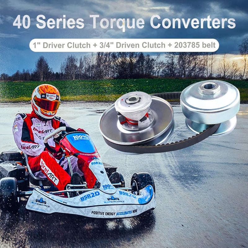 BATONECO 40 Series 1" Bore GO Kart CVT Torque Converter clutch kit, 1" Bore Driver Clutch + 3/4" Driven Clutch + 203785 Drive Belt Replaces Comet 40/44 Series for Mini Bike, Go Kart, Lawnmower - Image 2